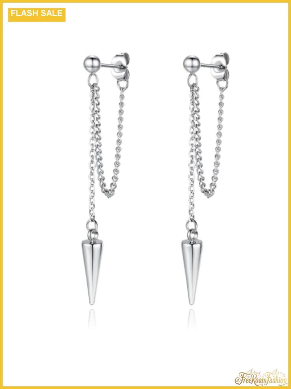 Stainless Steel Dangle Chain Earrings Spike Drop Gothic Punk Jewelry